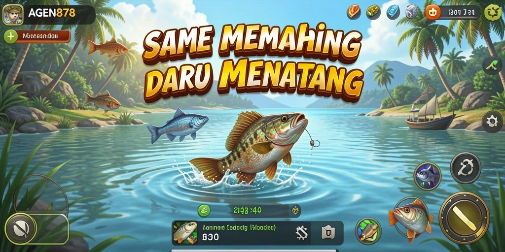 Tampilan gameplay AGEN878 saat memancing dengan berbagai ikan yang menarik.