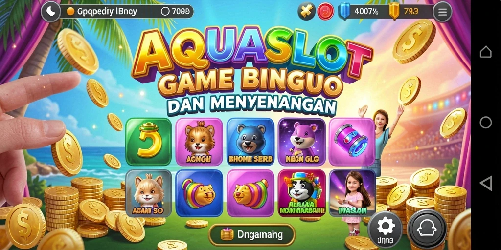 Gameplay seru Bingo di AQUASLOT yang mengasyikkan.