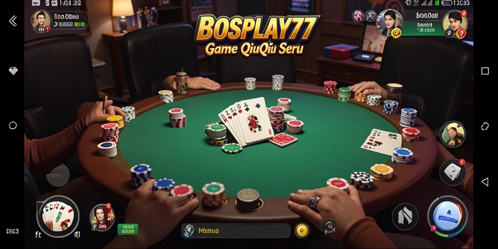 Tampilan gameplay seru saat bermain QiuQiu di BOSPLAY77.
