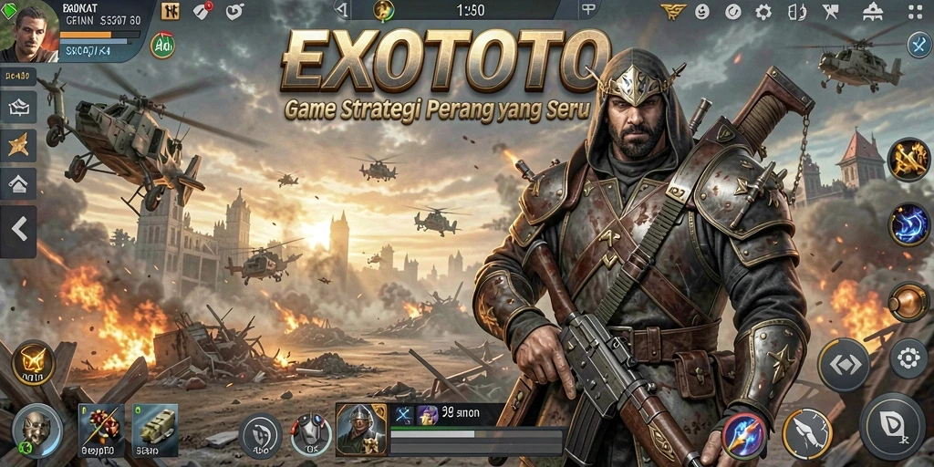 Tangkapan layar gameplay EXOTOTO yang menampilkan aksi strategi dinamis.