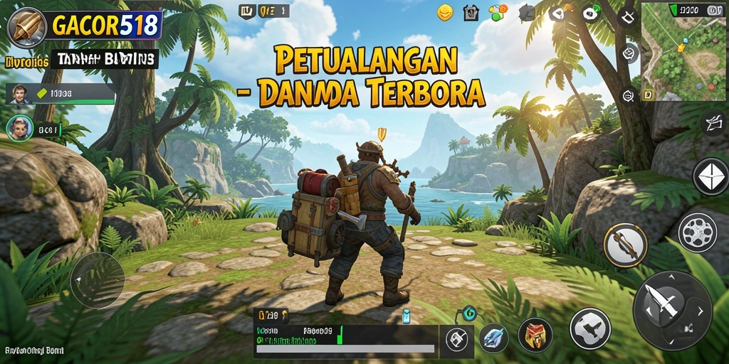 Screenshot GACOR518 menunjukkan petualangan seru di dunia terbuka.