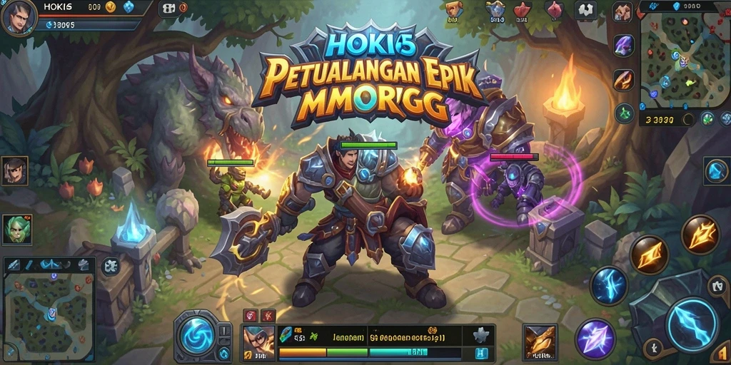 Tampilan gameplay utama HOKI65 yang menampilkan pertarungan sesuai MMORPG.