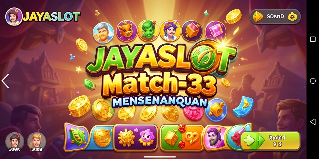 Screenshot gameplay JAYASLOT dengan level Match-3 yang menantang.