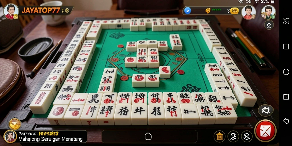 Screenshot utama JAYATOP77 menampilkan gameplay Mahjong yang seru.