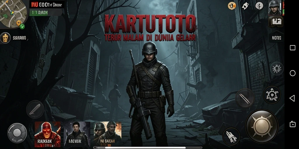 Screenshot KARTUTOTO menampilkan gameplay menegangkan di dunia kegelapan.