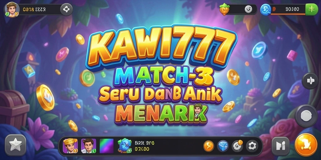 Tampilan menarik dari gameplay KAWI777 Match-3.