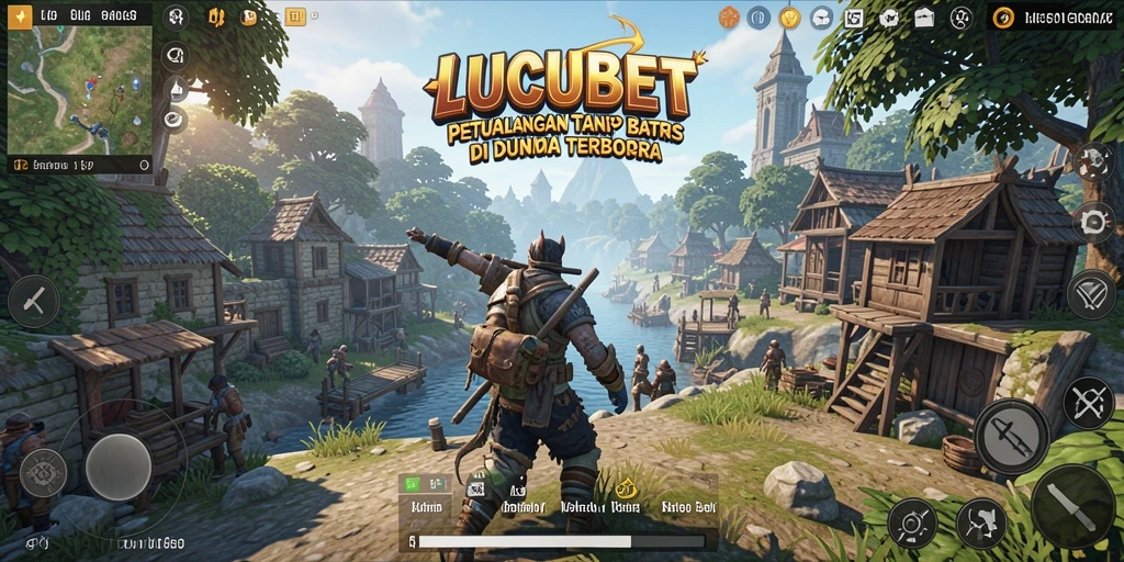 Tampilan gameplay LUCUBET dengan petualangan dunia terbuka yang luas.