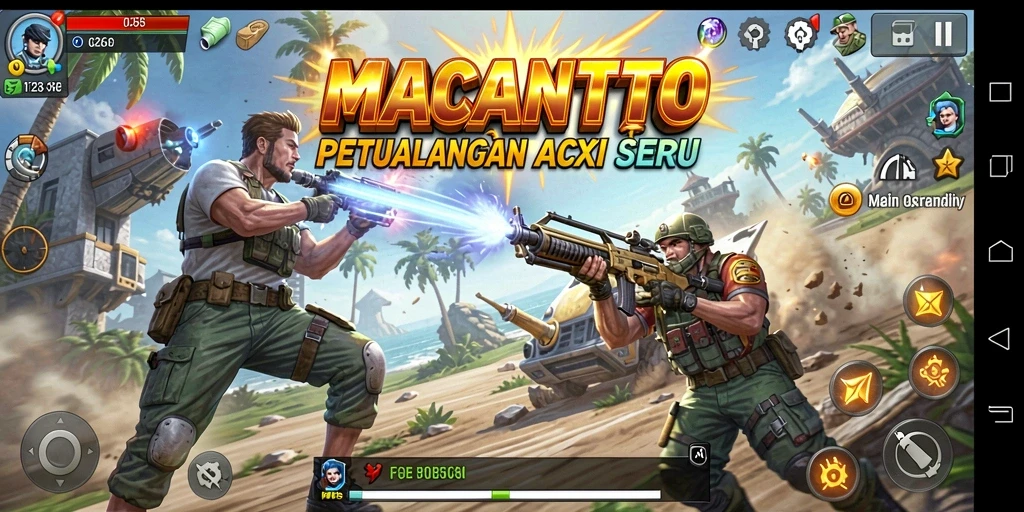 Screenshot gameplay MACANTOTO menunjukkan aksi bertarung yang intens.