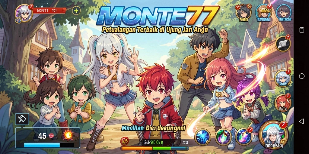 Tampilan gameplay seru di MONTE77 dengan karakter Anime yang dinamis.