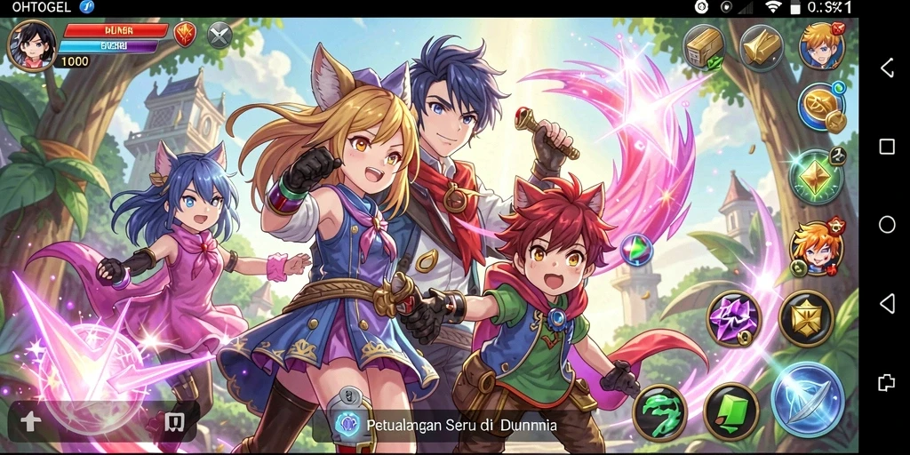 Screenshot gameplay OHTOGEL yang menampilkan karakter anime dan aksi seru.